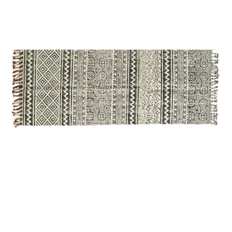 Cotton hand weaved hand block printed picnic rug