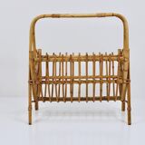 Bamboo and rattan magazine rack in the style of Franco Albini, Italy, 1950s.