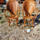 Pair of Vintage Armchairs in Chestnut Slats