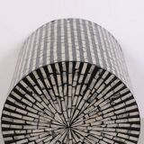 Pearlescent Mosaic Coffee Table Black&Cream 40x43 cm