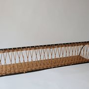 Vintage metal and wicker wall shelf, 1950s-1970s design, Mategot