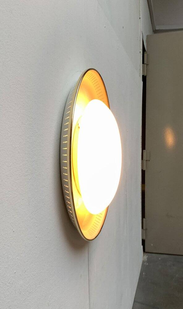 Metal and glass ceiling light in mid-century style, 1960s.