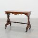 Victorian Walnut Side Table with Inlaid Top and Pierced Scroll Ends, Englan