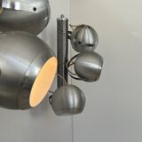 Pair of vintage adjustable wall lights, chrome and brushed metal, France 1970