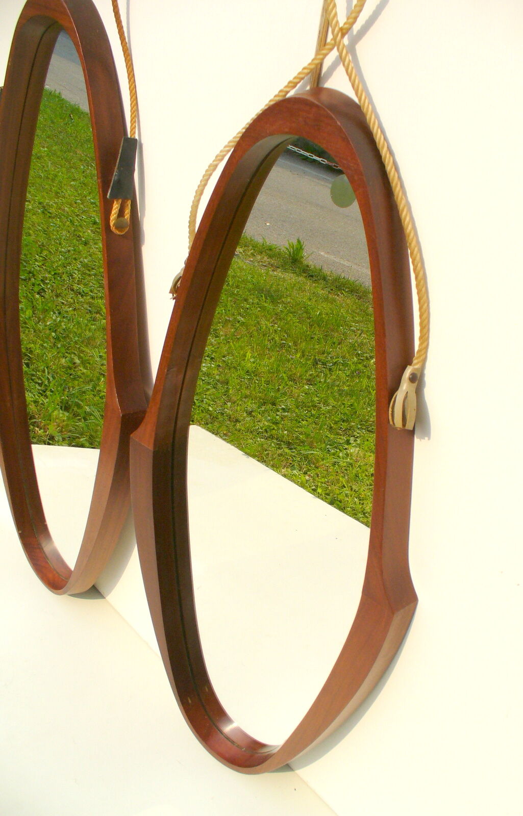 Miroirs en teck danois du milieu du siècle années 1950 41x84cm
