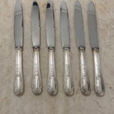 Set of 6 large vintage silver metal knives