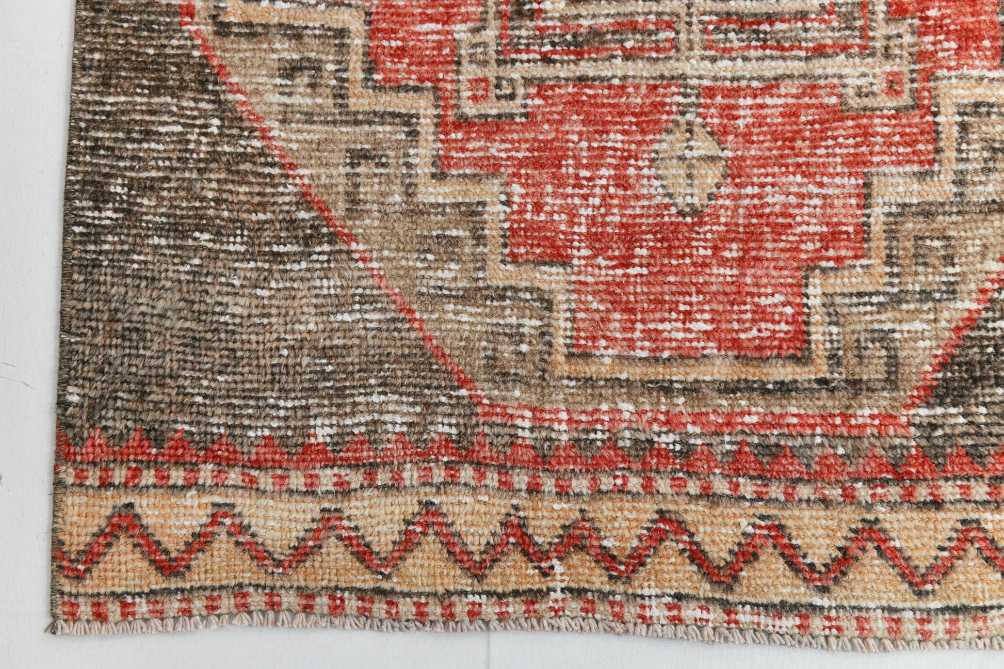 3x10 Red Brown Tribal Pattern Vintage Runner Rug, 78x305Cm