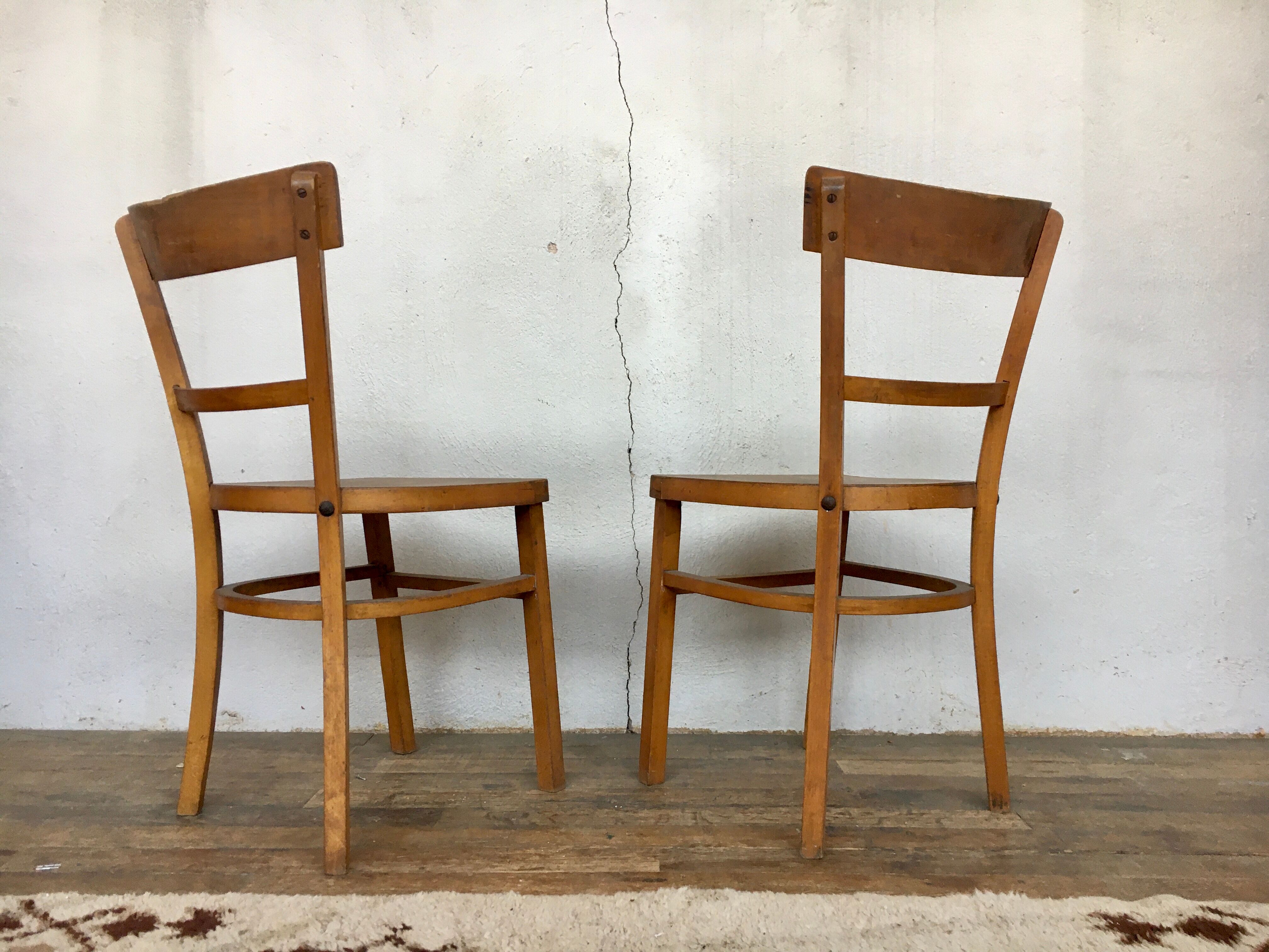 Paire de chaises bistrot troquet Fischel 1950