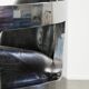 Vintage aviator design armchair in cowhide leather with aluminium