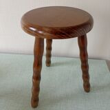 Tripod stool. Twisted feet turned by hand.