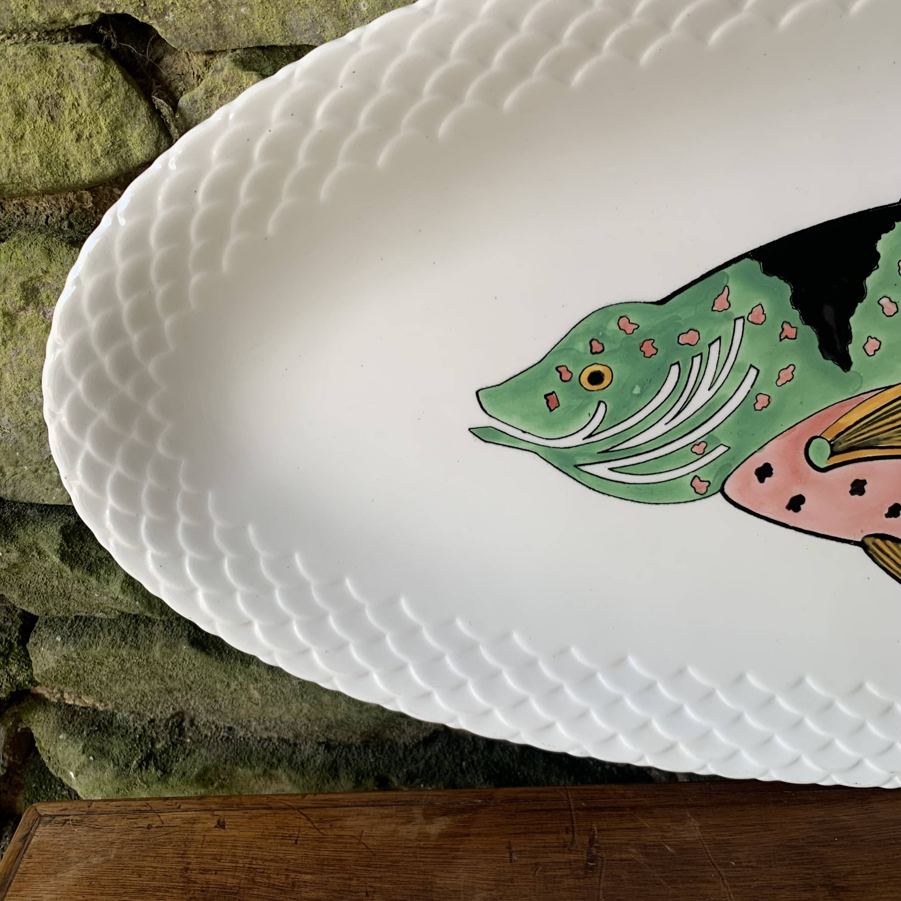 Grand plat à poisson Gien modèle Baie d'Halong