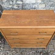 Vintage chest of drawers with compass feet, oak, original patina, 1950s