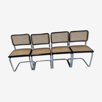 Suite of 4 Cesca B32 chairs by Marcel Breuer vintage 1990