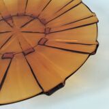Large amber molded pressed glass dish