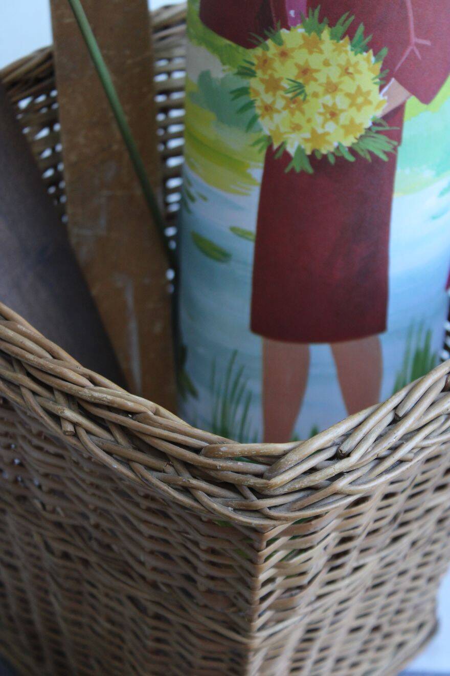 Wicker wastebasket