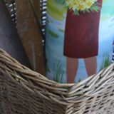 Wicker wastebasket