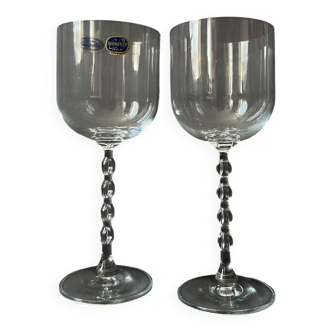 lot de 2 verres à vin en cristal véritable à perles vénitiennes