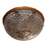 Bronze Cut Glass Ceiling Light: Mid-Century French Louis XVI Ceiling Lamp