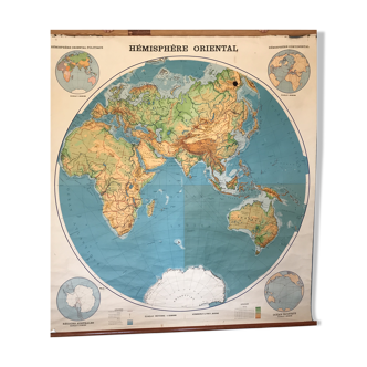Carte d'école vintage du Hemisphere Oriental