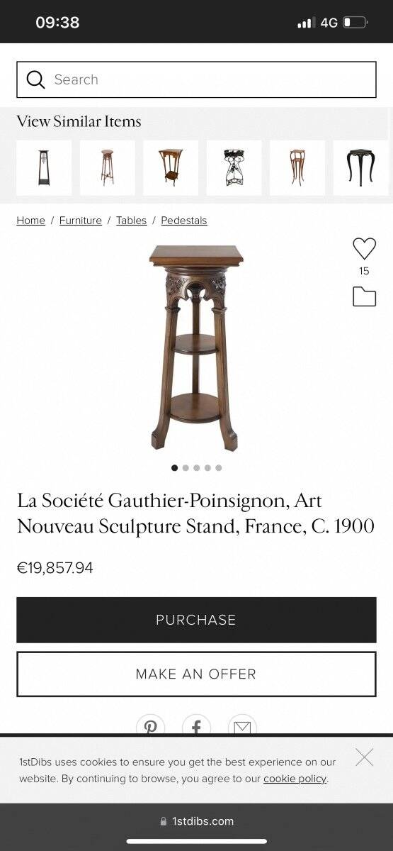 Sellette De Sculpteur D’époque Art Nouveau Attribué à Gauthier Poinsignon En Acajou