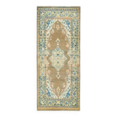 Tapis couloir vintage turc Oushak fait main en laine et coton marron 127x310