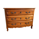 Commode 3 tiroirs en merisier blond de style Louis XV