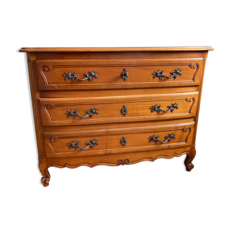 Chest of drawers 3 drawers in blond cherry Louis XV style