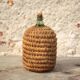 Lady Jeanne bottle, green glass bottle dressed in straw and wicker weaving, jar, vintage decor.