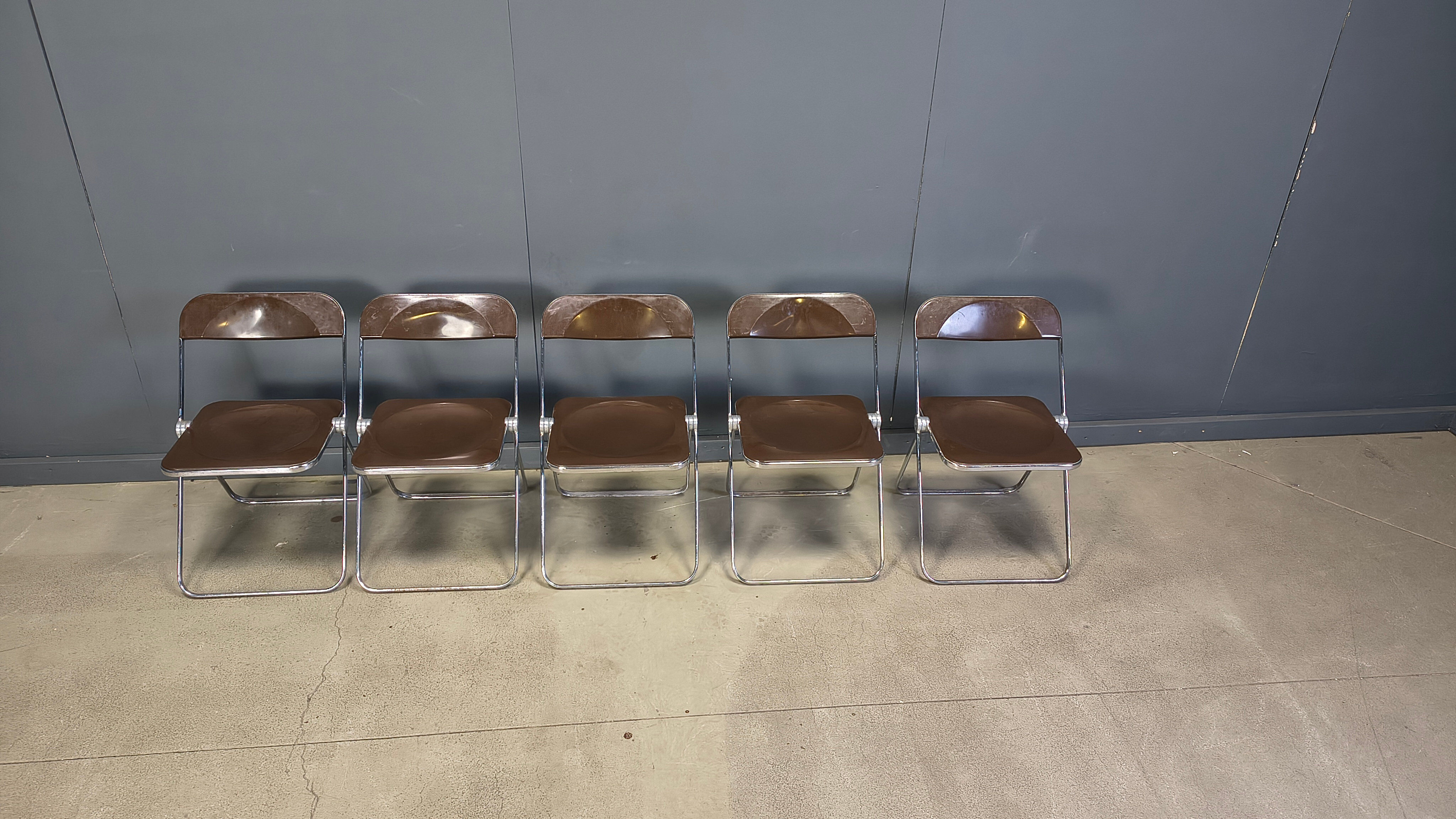 Vintage folding chairs Plia Giancarlo Piretti for Castelli, 1970s, set