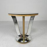Art Deco coffee table, side table, with mirror glass and walnut veneer, 1930s