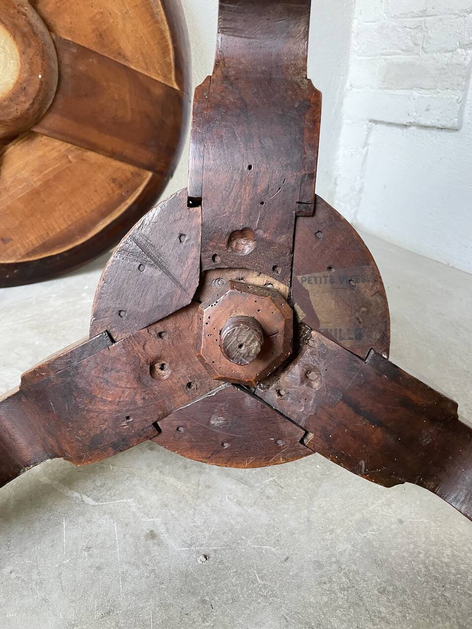 Empire walnut and marble pedestal table, late 19th century