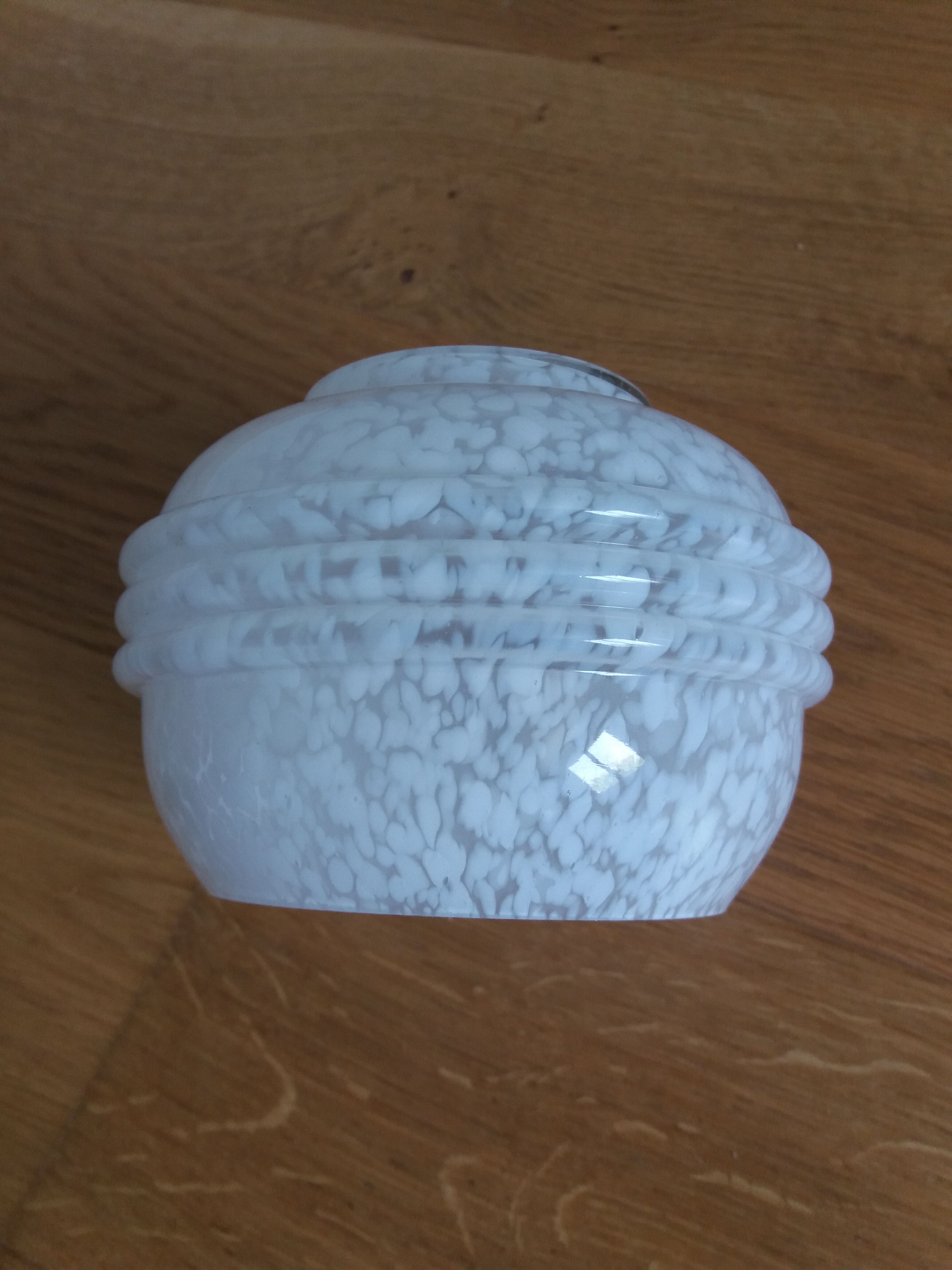 Globe lampshade in white speckled blown glass from Clichy