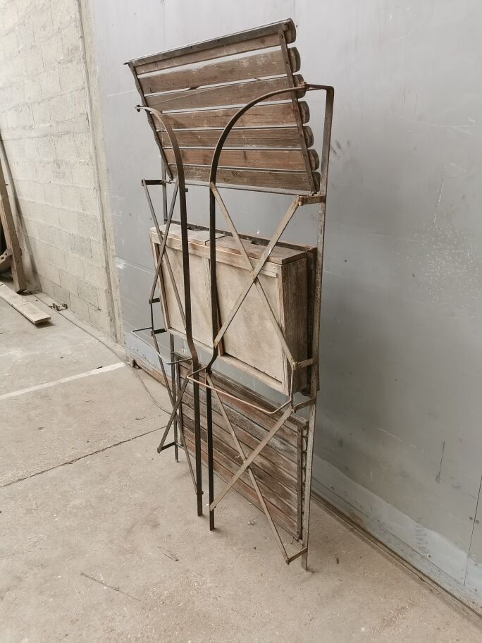 folding metal and wood florist shelves