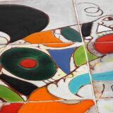 Mid Century Italian Modern Iron Table with Tiled Top and Abstract Motif