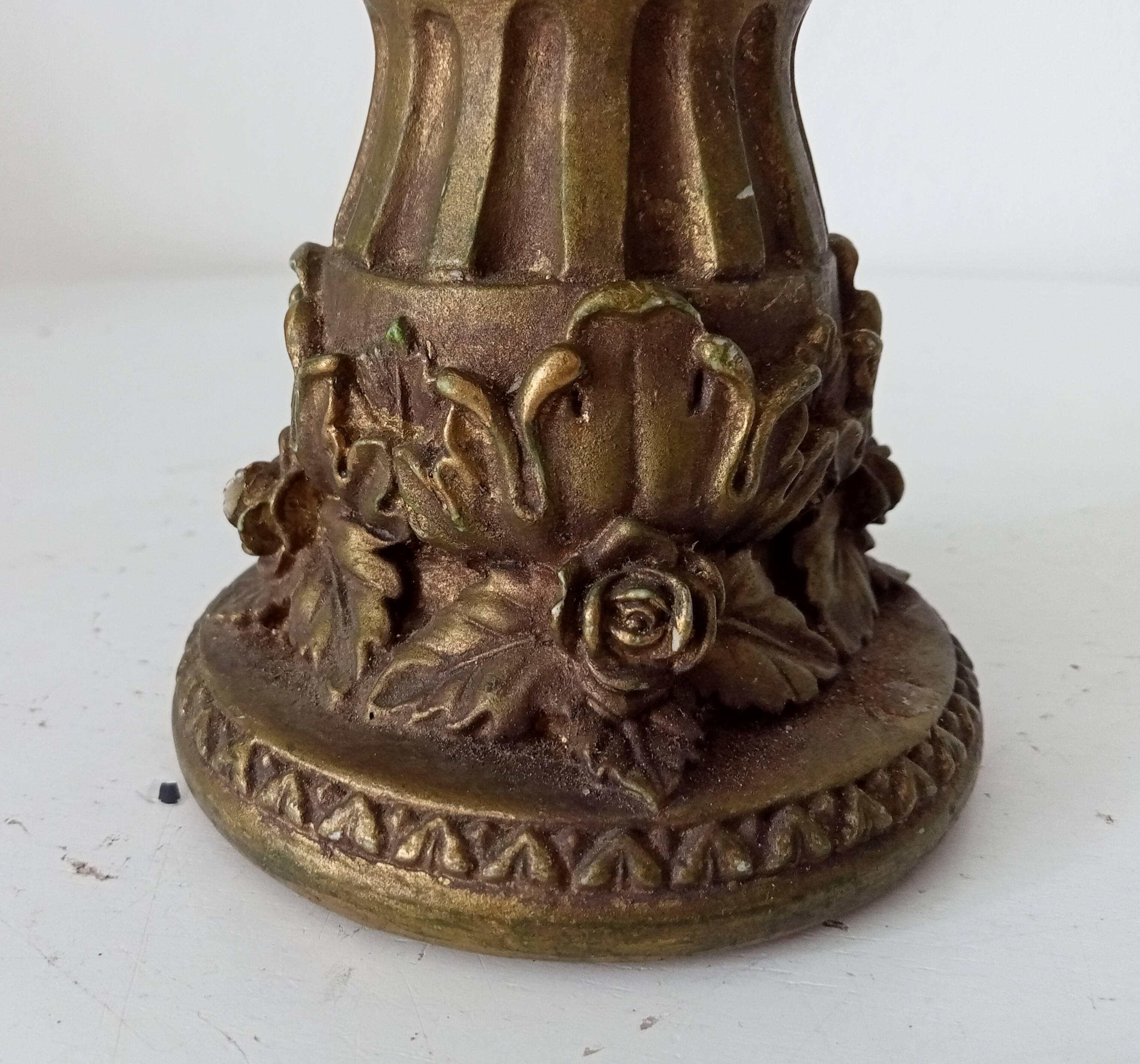 Vintage candlestick Gargoyles studio in golden resin