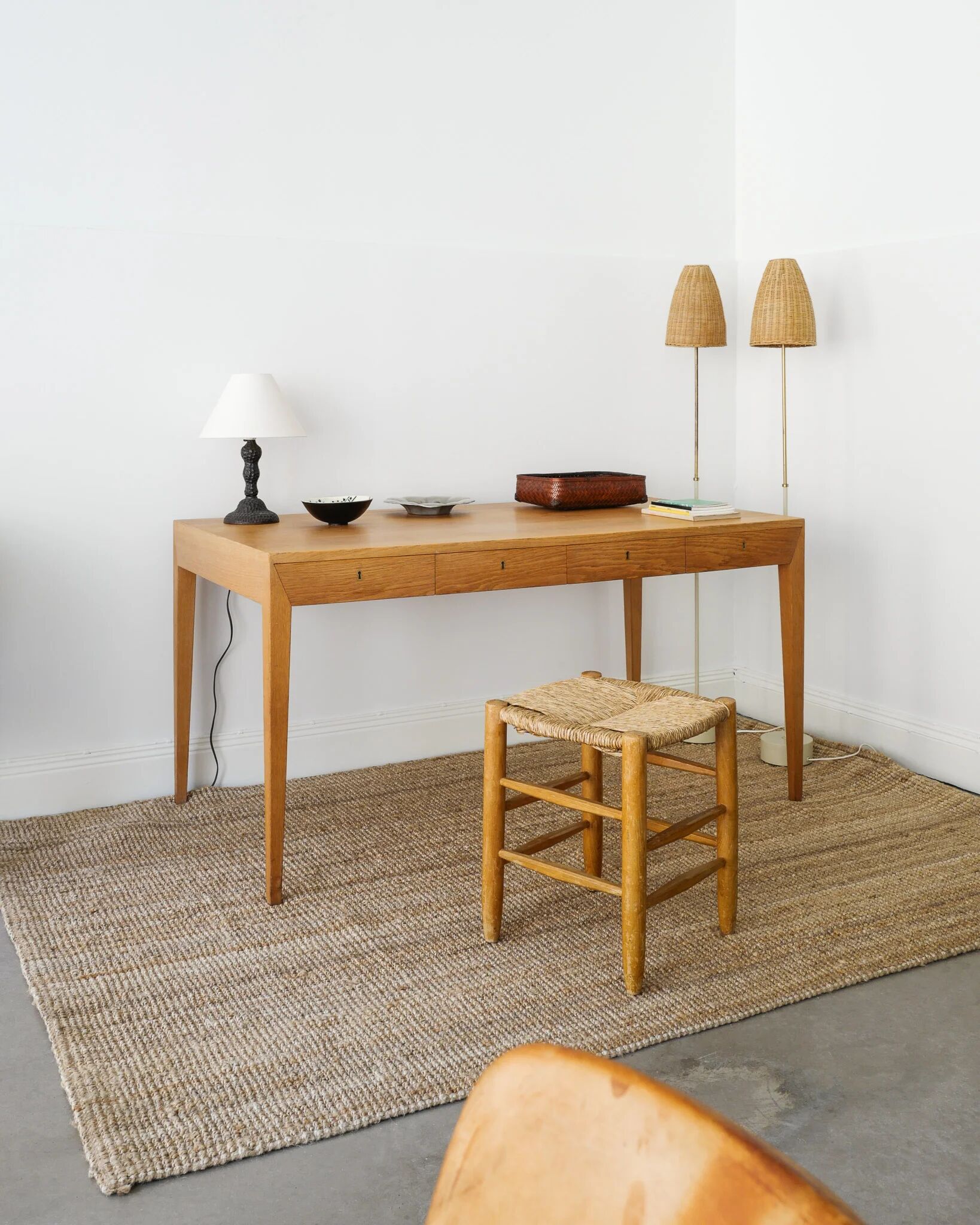 French Mid Century Wooden "N17" Stool by Charlotte Perriand, 1960s