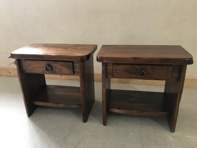 Pair of elm bedside tables