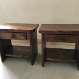 Pair of elm bedside tables