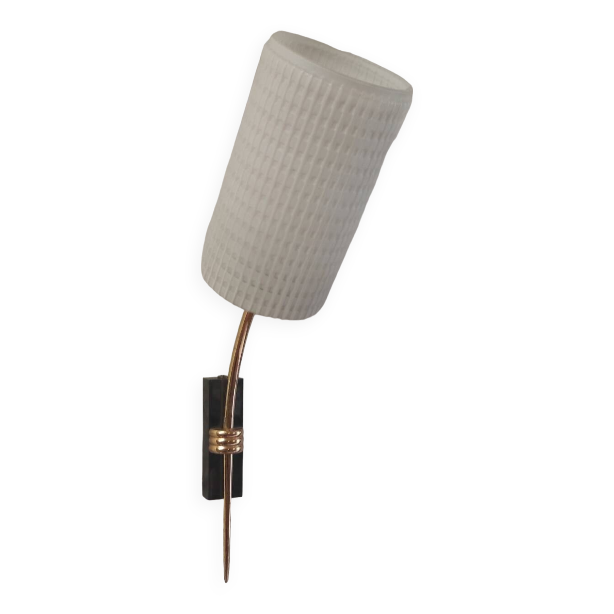 Wall lamp in gilded brass and opaline - mid. 20th century