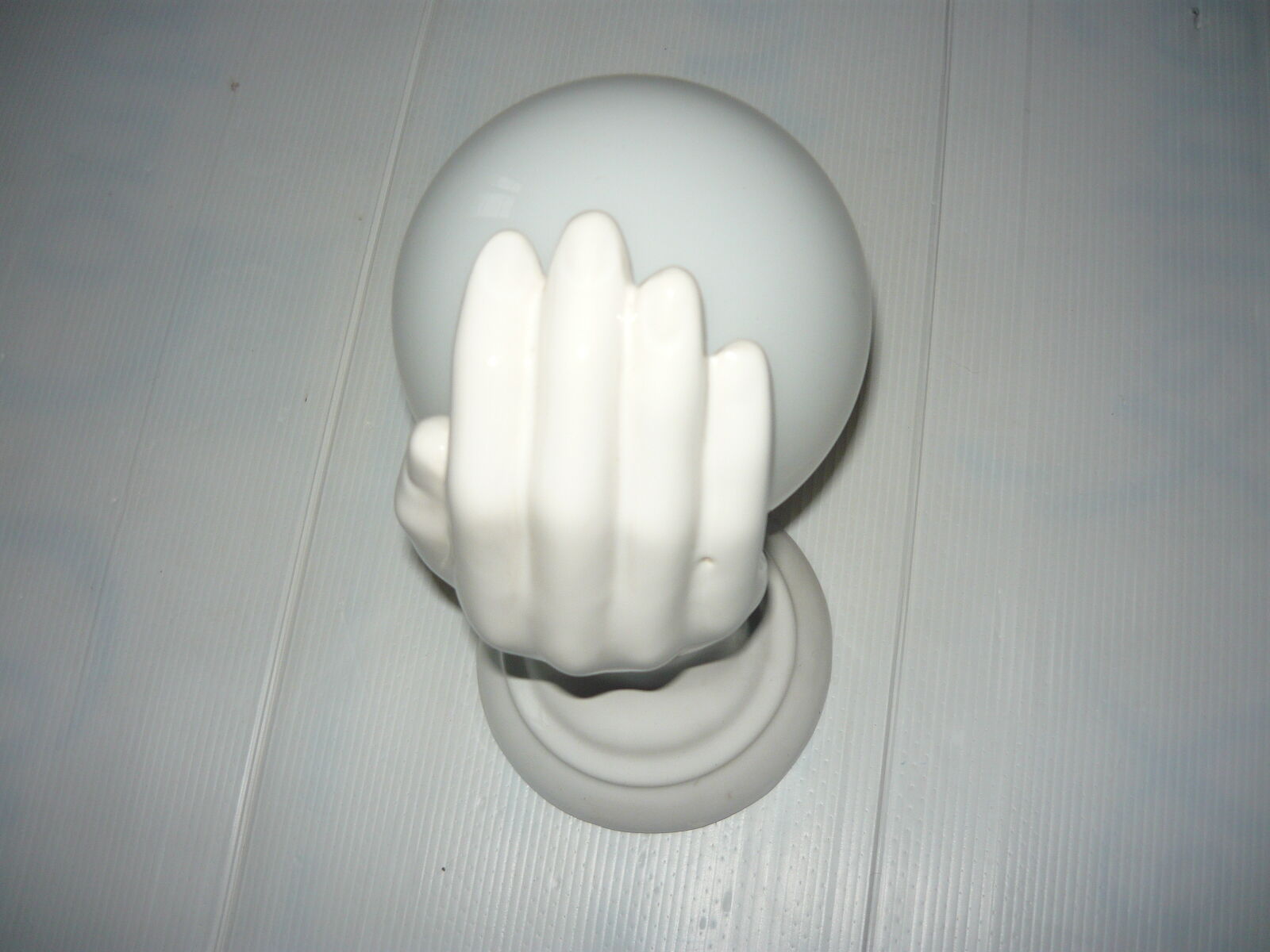 Vintage ceramic hand lamp, opaline globe