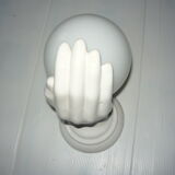 Vintage ceramic hand lamp, opaline globe