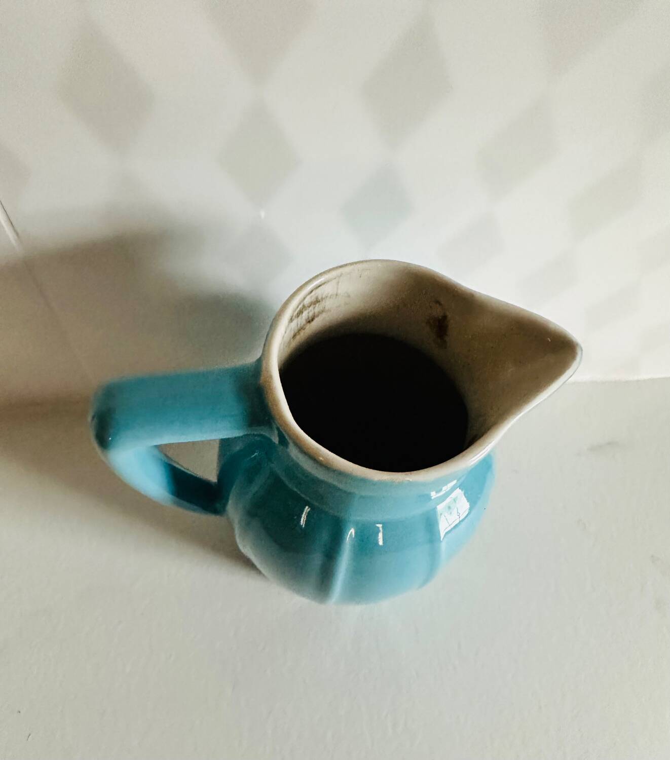 Vintage blue ceramic decanter