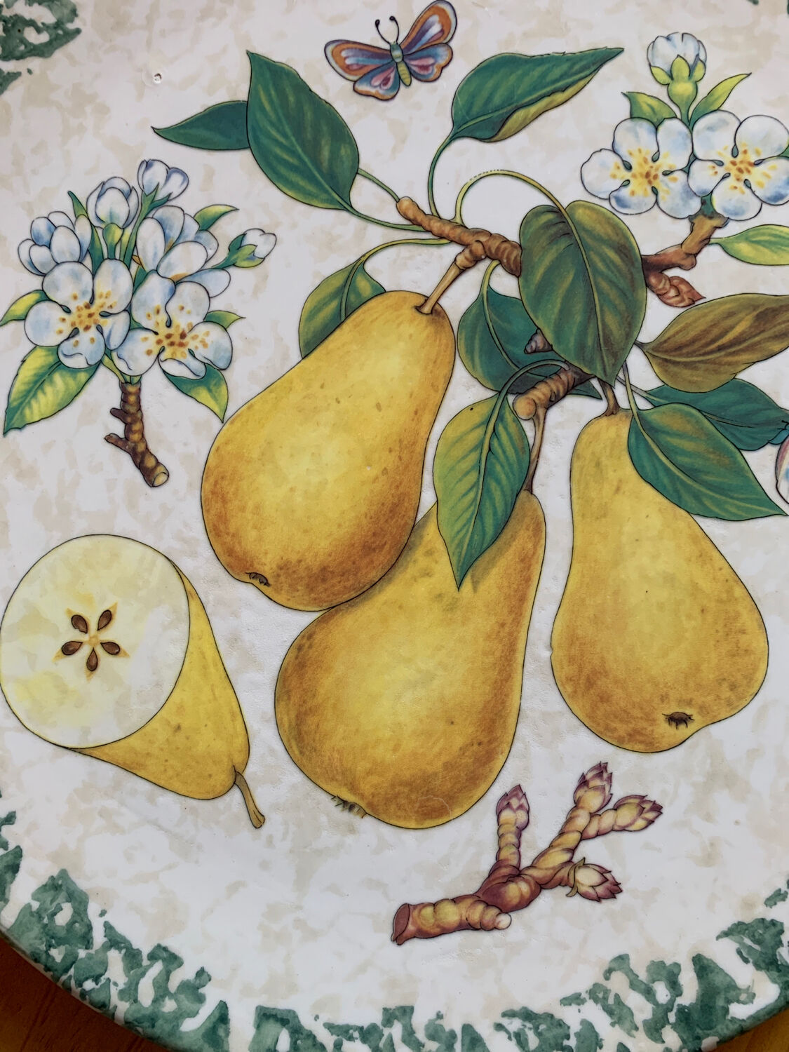 Faience pie dish decoration "pears"