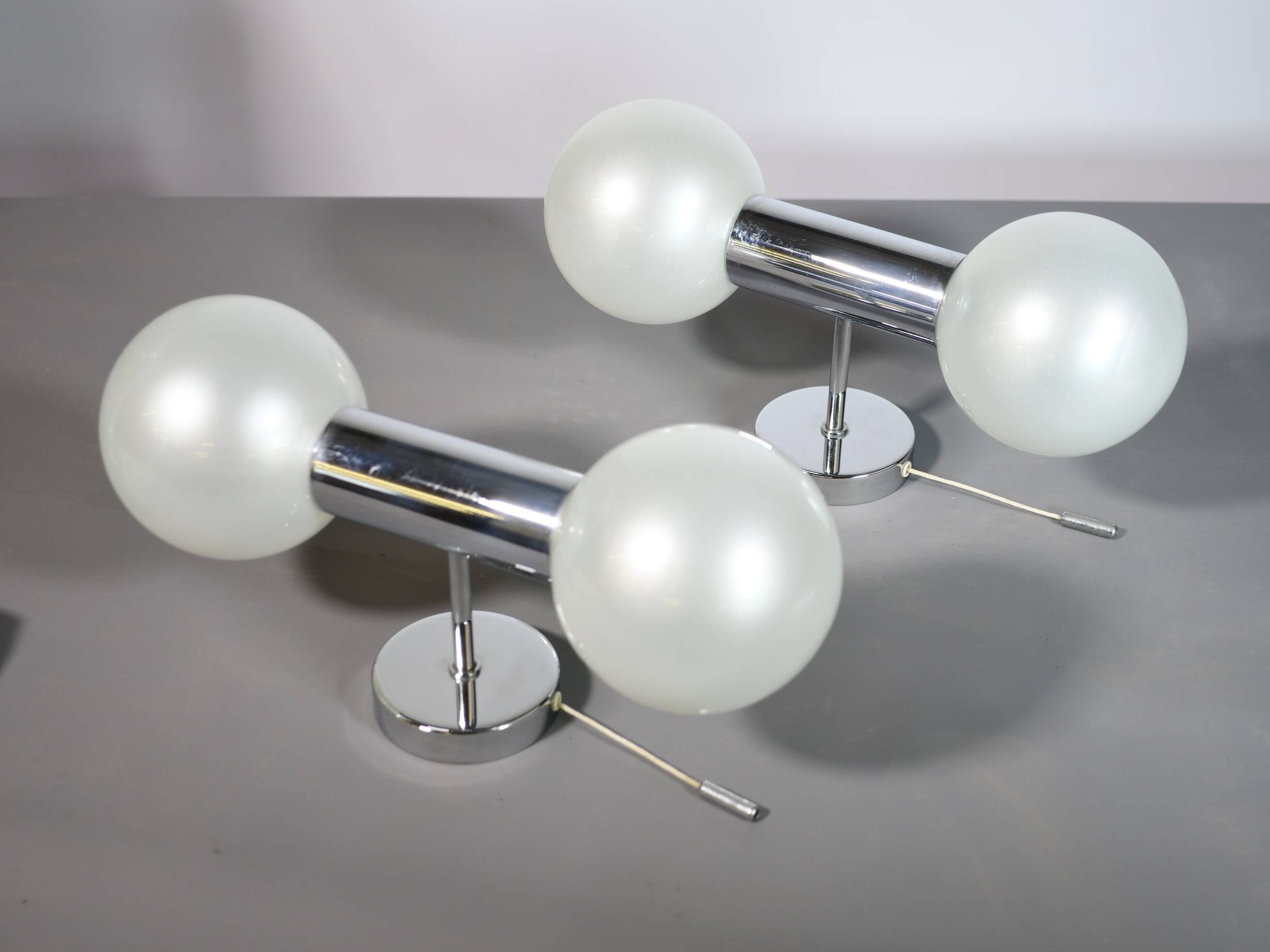 Space Age Wall Lights in Chrome by Motoko Ishii for Staff, 1970s