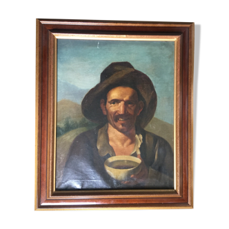 "Spanish beggar with bowl" oil on canvas nineteenth century