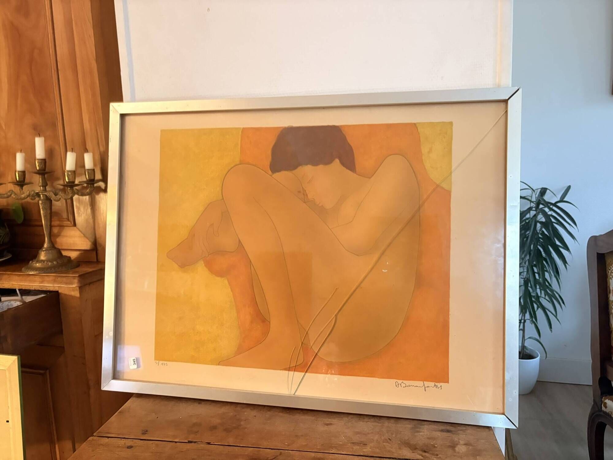 Lithograph signed by Alain Bonnefoit, Nude Sitting Woman, Eroticism No. 5/175