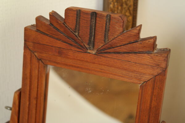 Coiffeuse psyché de table ancienne bois style art déco