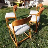 Set of 4 Baumann sled chairs with restored seats