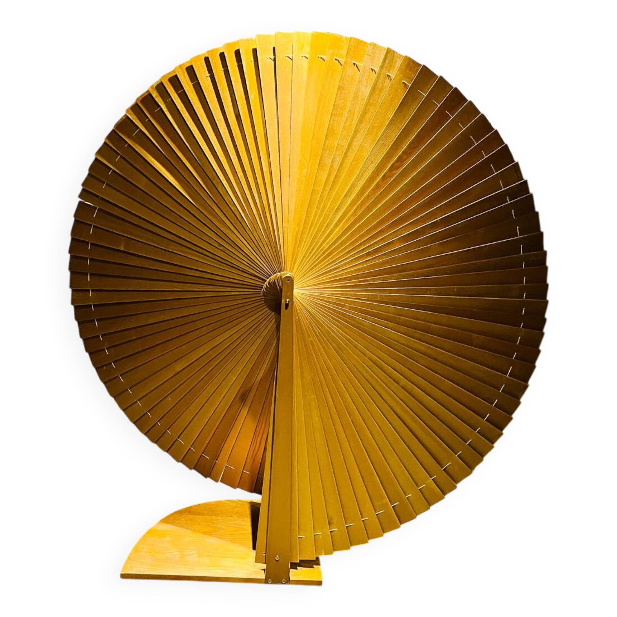 Large vintage wooden fan-shaped screen