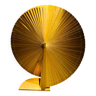 Large vintage wooden fan-shaped screen